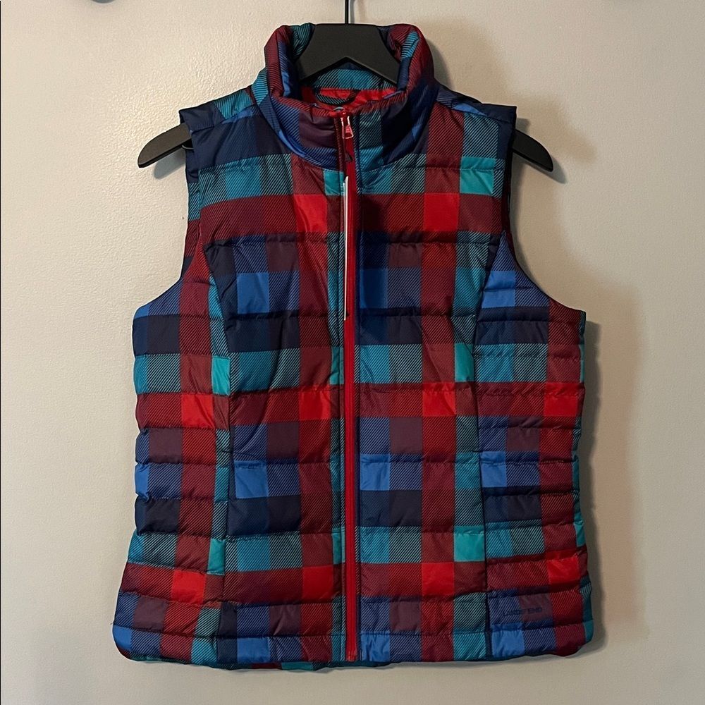New! Lands’ End Down puffer Vest plaid size medium NWT‎
